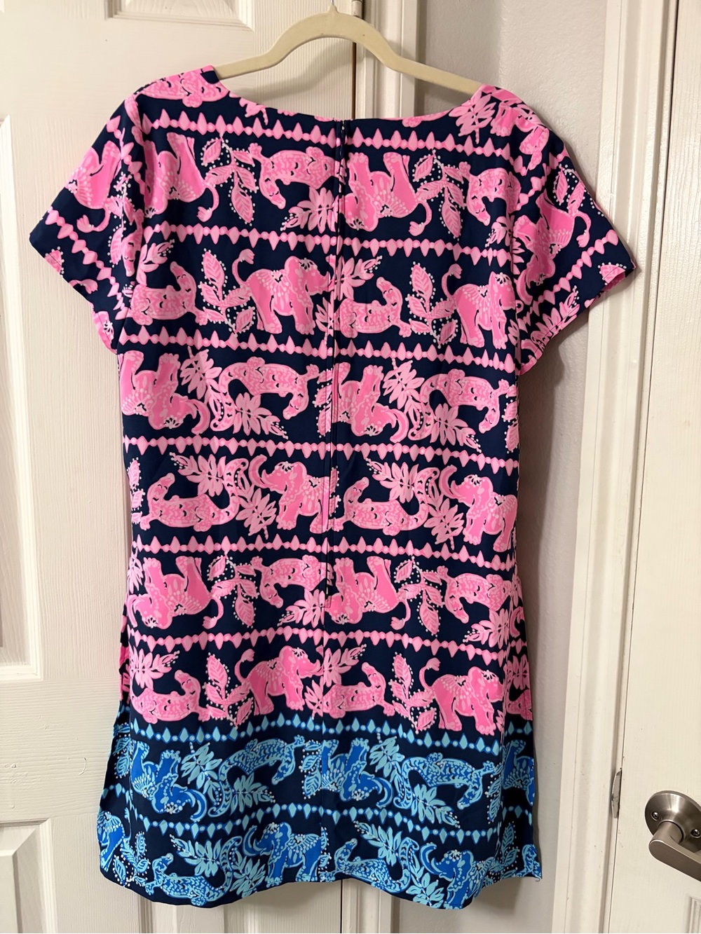 Lilly Pulitzer Blanca Stretch Romper High Tide Navy Perfect Pair Print Size 16 - Picture 8 of 16